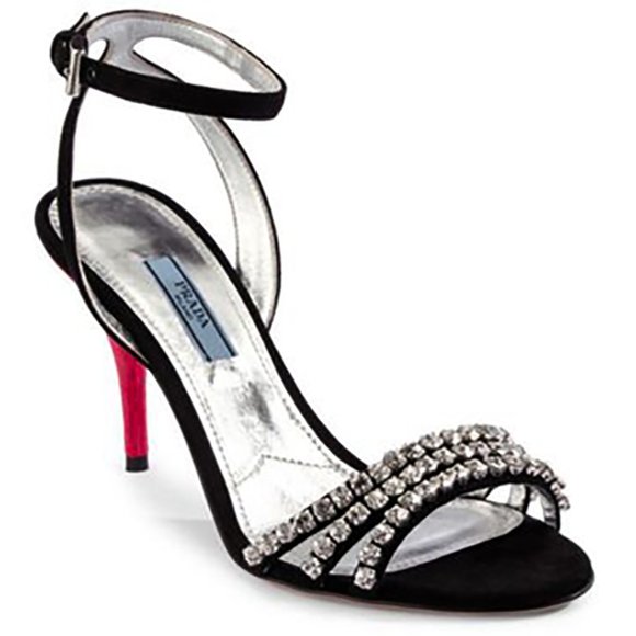 Jewel Crystal Embellished 85mm Ankle Strap Sandals - Picture 1 of 14